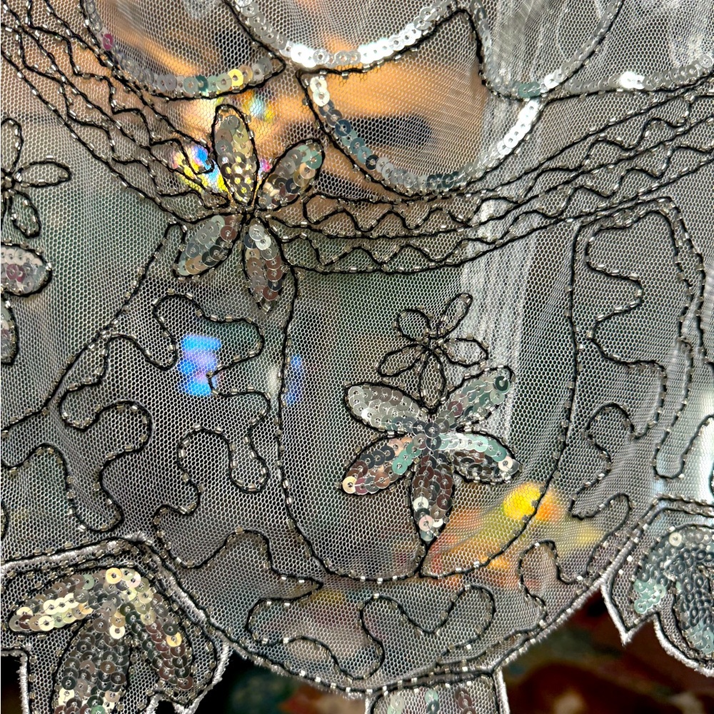 Silver shawl beautiful for the holidays NWOT